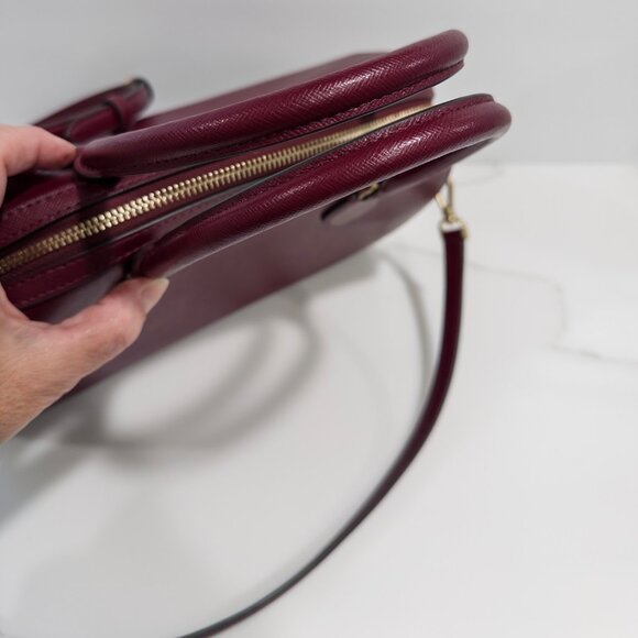 Kate Spade New York Madison Large Dolly Duffle Crossbody Bag Purse Burgundy Gold - Picture 5 of 13
